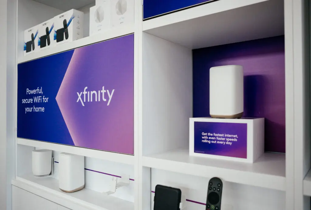 Xfinity products on display in an Xfinity Store.