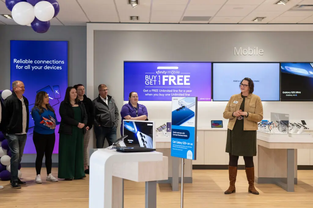 Guest speaking inside the new Xfinity Store in Fort Collins.