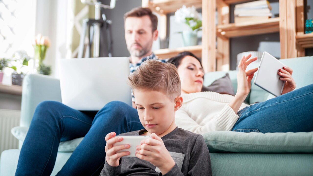 Family streaming content on their devices.